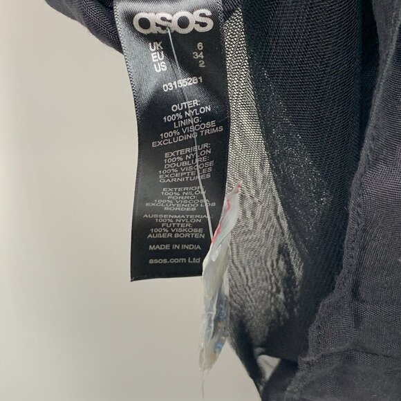 ASOS Dress Black Sequin Embroidered Maxi Sleeveless Mesh NWT - Picture 11 of 11
